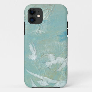 Witte vogels vliegen door de blauwe hemel iPhone 11 hoesje
