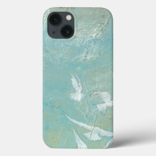 Witte vogels vliegen door de blauwe hemel iPhone 13 hoesje