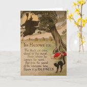 Witte volle Moon Pumpkin Black Cat Kaart (Gele Bloem)