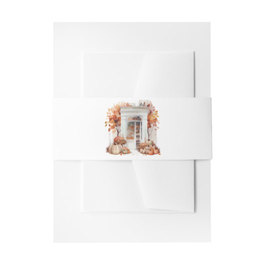 Witte voordeur herfst bruiloft uitnodigingen wikkel (Voorkant Voorbeeld)