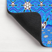 witte vormen op blauw raster muismat (Hoek)