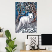 Witte vos in het witte bos | AI Art Poster (Thuiskantoor)