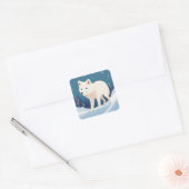 witte vos vierkante sticker (Envelop)