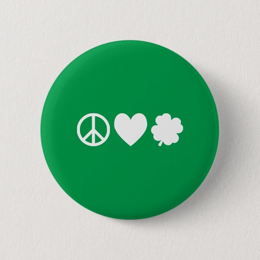 Witte vrede liefde & shamrocks ronde button 5,7 cm (Voorkant)