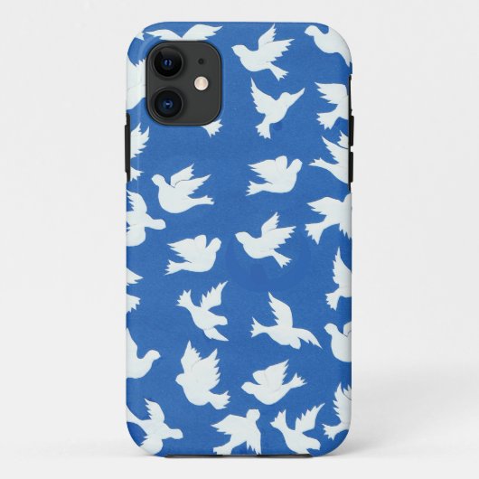 Witte vredesduiven op blauwe achtergrond Case-Mate iPhone case (Achterkant)
