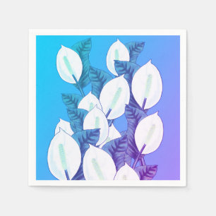 Witte Vredeslelie Illustratie Bleekblauw Paars Servet