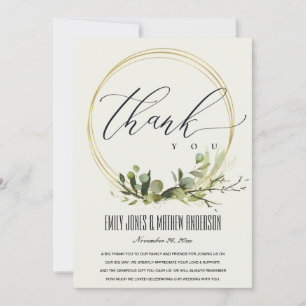 WITTE VREEMDE GREEN GOLD FOLIAGE WATERVERF WEDDING BEDANKKAART