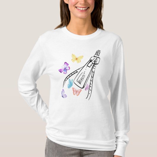 Witte Vrouwen T-shirt met vlinder (Voorkant)