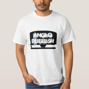 Witte vuilnisbelt met rubbige kampertravel t-shirt