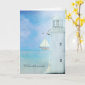 Witte vuurtoren en zeilboot sympathie kaart (Gele Bloem)