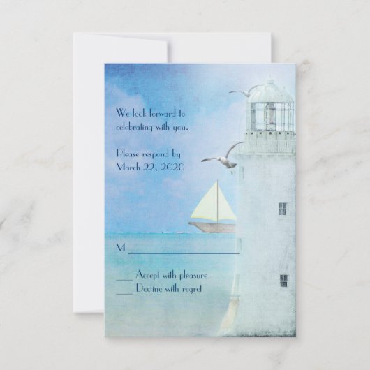 witte vuurtoren trouw RSVP Kaart (Voorkant)