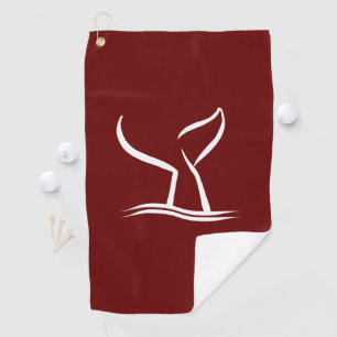 Witte walvis donker rood golfhanddoek
