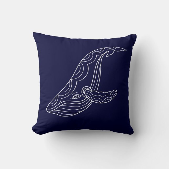 Witte walvis op BLUE PILLOW Kussen (Voorkant)