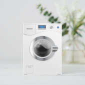 Witte wasmachine briefkaart (Staand voorkant)
