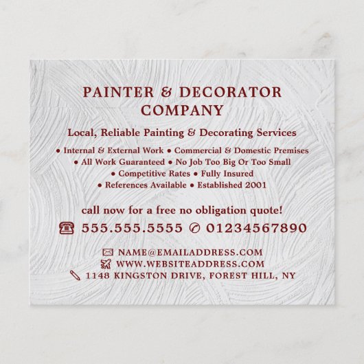 Witte wasverf, schilder en decorator flyer (Voorkant)