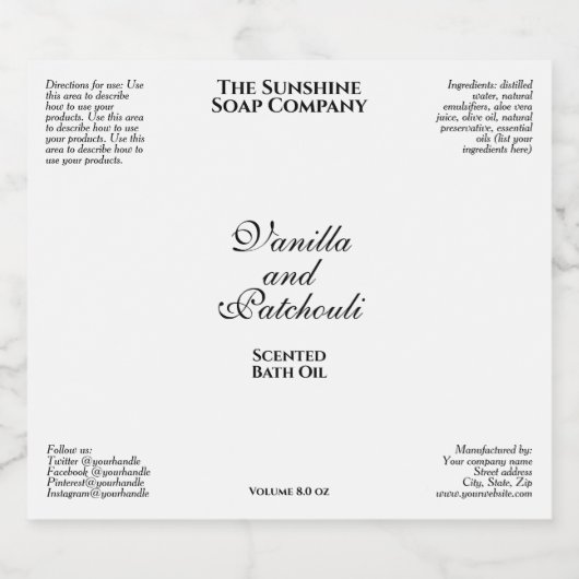 Witte  waterdichte cosmetica flesetiket sparkling wijnetiket (Enkel label)