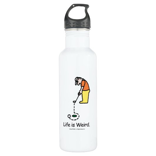 Witte waterfles met golfer-afbeelding waterfles  (Voorkant)