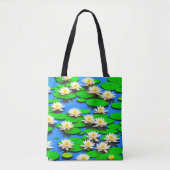 Witte Waterlelies Boodschappentas Draagtas (Voorkant)