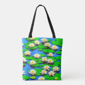 Witte Waterlelies Boodschappentas Draagtas (Achterkant)
