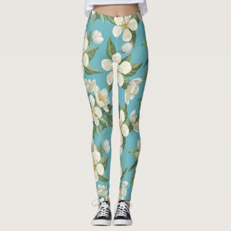 Witte Waterverf bloeit groene bladeren Leggings