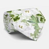 Witte Waterverf Bloemen 2 Stropdas (Opgerold)