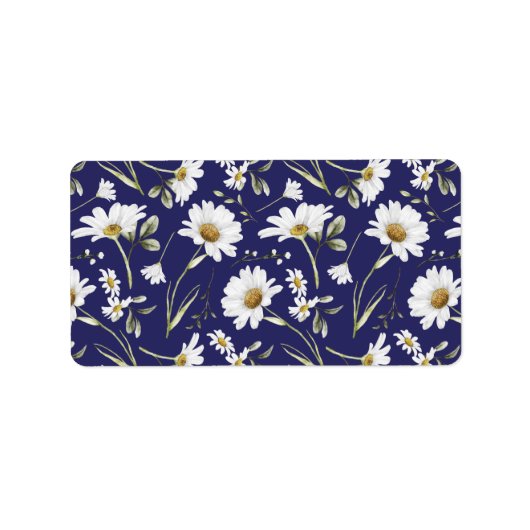 Witte Waterverf bloemen Etiket (Voorkant)