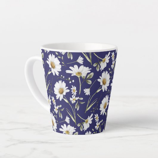 Witte Waterverf bloemen Latte Mok (Linkerhoek)