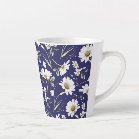 Witte Waterverf bloemen Latte Mok (Rechts)