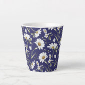 Witte Waterverf bloemen Latte Mok (Voorkant)