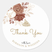 Witte Waterverf Bloemen Rustiek Goud Moslim Favori Ronde Sticker (Voorkant)