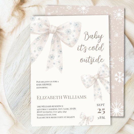 Witte Waterverf Bow Baby shower Kaart