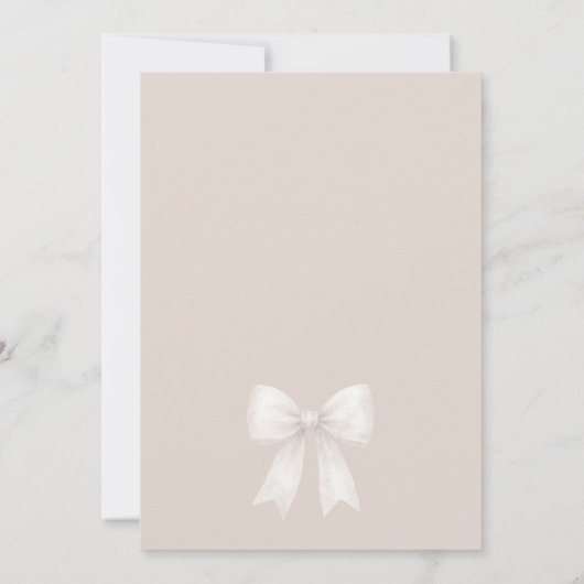 Witte Waterverf Bow Baby shower minimalistisch Kaart (Achterkant)