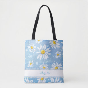 Witte Waterverf Daisies Draagtas