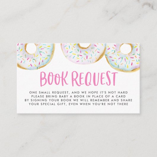 Witte Waterverf Donuts Sprinkles Book Request Informatiekaartje (Voorkant)