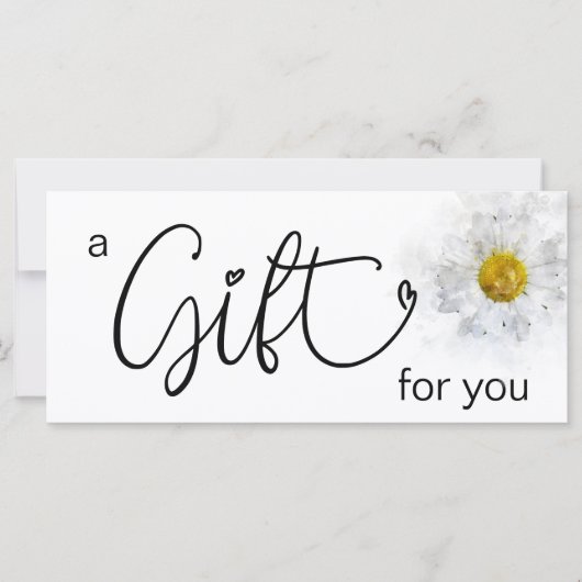 *~* Witte Waterverf Madeliefjes Hart Minimalistisc (Voorkant)