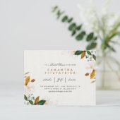 Witte Waterverf Magnolia Floral Vrijgezellenfeest Uitnodiging Briefkaart (Staand voorkant)