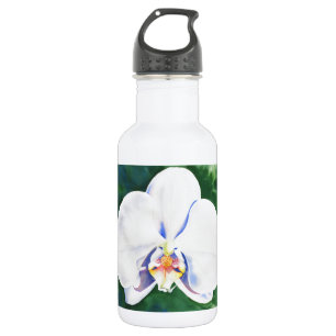 Witte waterverf orchidee schilderij waterfles