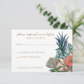 Witte Waterverf Succulent RSVP Kaartje (Staand voorkant)