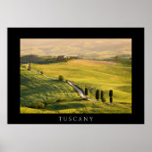 Witte weg in Toscaanse landschap, zwart poster afd (Voorkant)