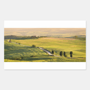 Witte weg in Toscane landschap rechthoek sticker