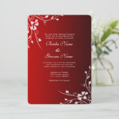 Witte wervelingen op rode bruiloft uitnodiging (Staand voorkant)