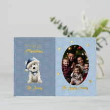 Witte Westie en familie Kerstmis