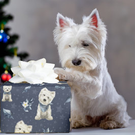 Witte Westie Kerstmis Cadeaupapier