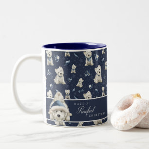 Witte Westie Kerstmis Tweekleurige Koffiemok