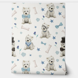Witte Westie met Accessoires Whimsical Behang