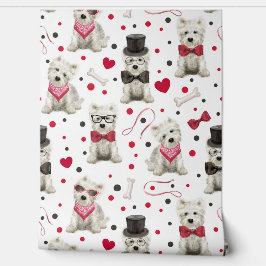 Witte Westie met Accessoires Whimsical Behang