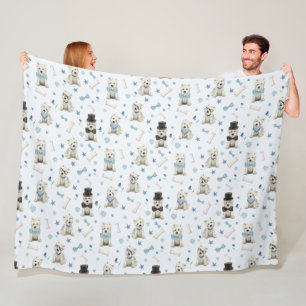 Witte Westie met Accessoires Whimsical Fleece Deken