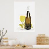 Witte wijn en druiven poster (Keuken)