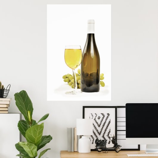 Witte wijn en druiven poster (Thuiskantoor)