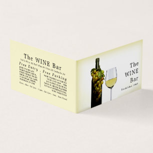 Witte wijn en druiven, wijnstang/wijnmoer, gedetai visitekaartjes